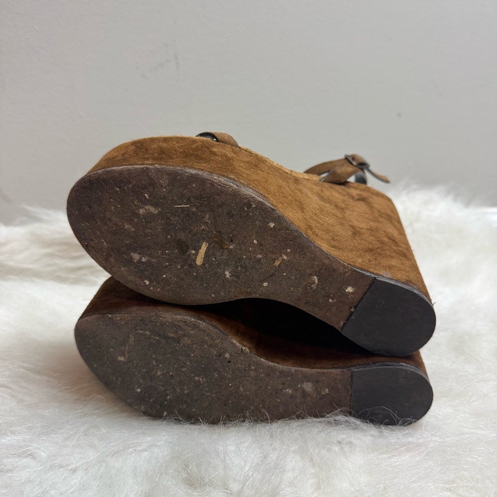 Saint Laurent Frida Suede Platform Wedge Sandals 38 - Picture 10 of 11